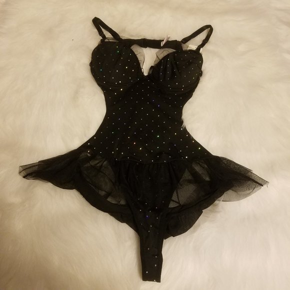BLACK SPARKLE TEDDY - Picture 1 of 2